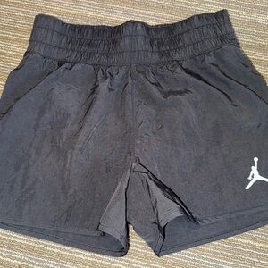 Jordan Black Mesh Shorts with Red Logo